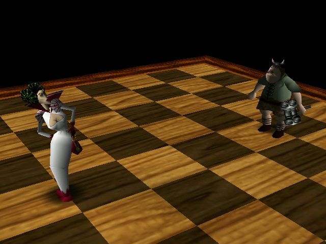 Virtual Chess 64 (Nintendo 64) screenshot: An animated sequence of pawns fighting
