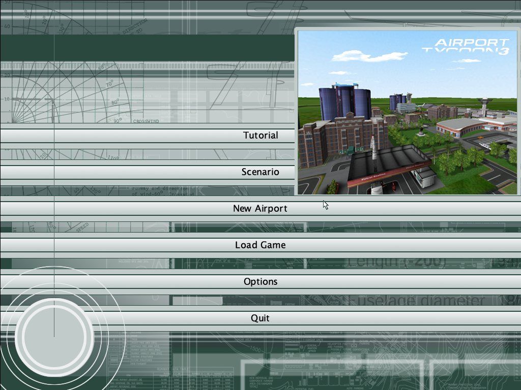 Airport Tycoon 3 (Windows) screenshot: Main menu