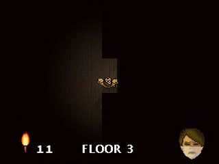 Haunted House (Windows) screenshot: As the number of scares increases, the face in the bottom right corner gradually turns white.