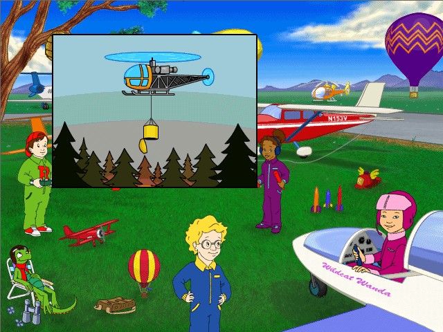 Scholastic's The Magic School Bus Discovers Flight: Activity Center (Windows) screenshot: Helicopters are often used to put out forest fires