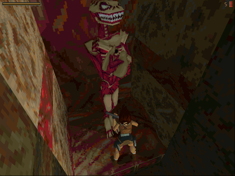 Tomb Raider: Gold (DOS) screenshot: A mutant up close