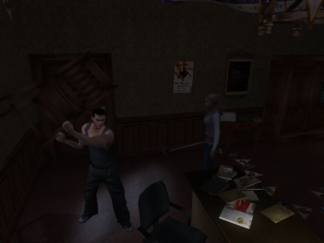 Obscure: The Aftermath (Windows) screenshot: You can use parts of the furniture as weapons.