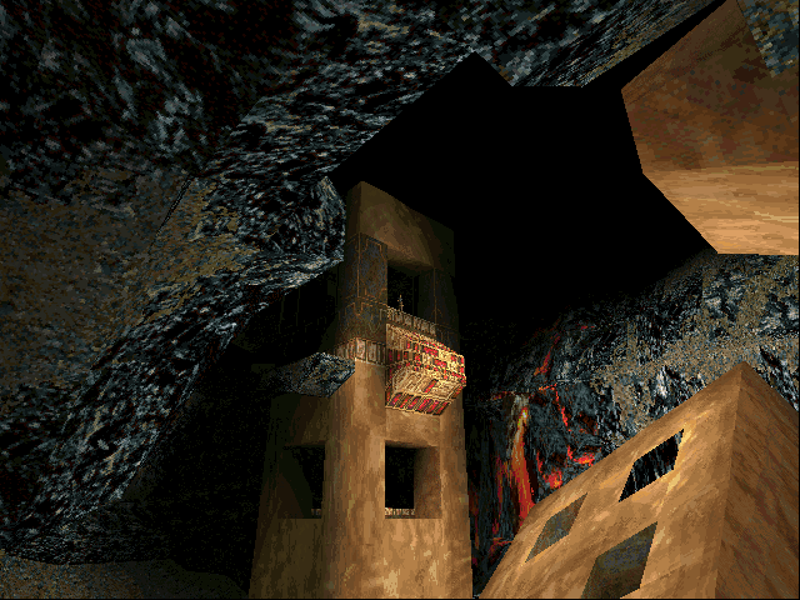 Tomb Raider: Gold (DOS) screenshot: A very unusual structure