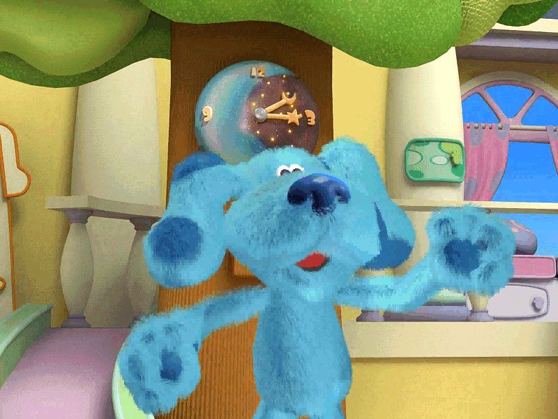 Blue's Room: Blue Talks! (Windows) screenshot: A furry Blue welcomes the player to her room