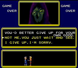 Doomsday Warrior (SNES) screenshot: Give up? screen