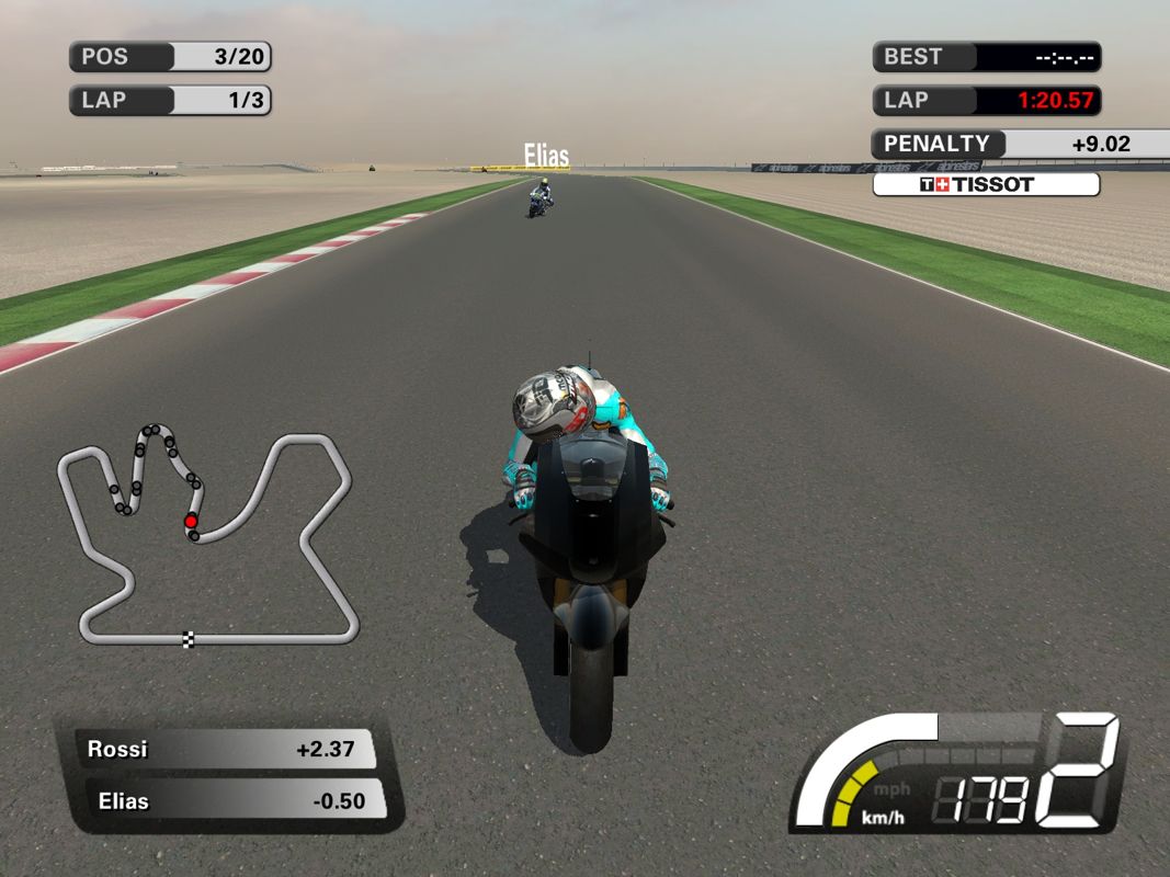 MotoGP '07 (Windows) screenshot: Looking back during a race is dangerous.