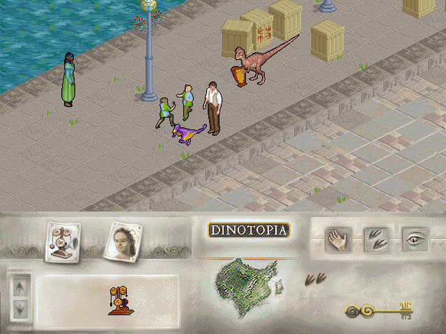 Dinotopia (DOS) screenshot: Dino playing harp