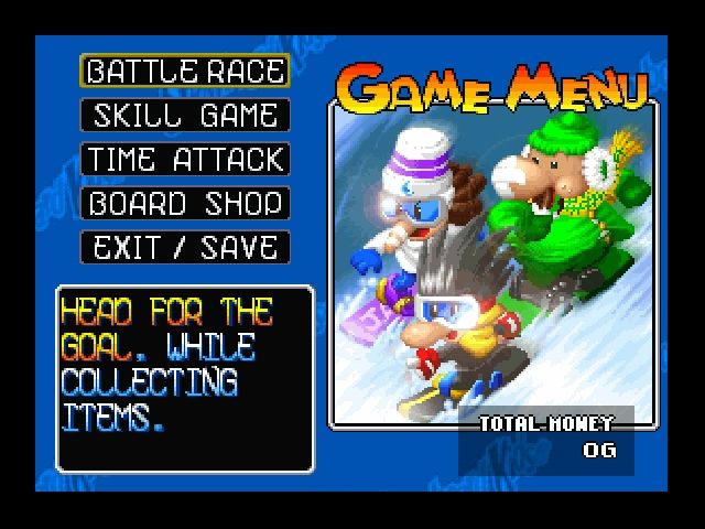 Snowboard Kids (Nintendo 64) screenshot: Game menu