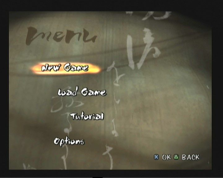 Red Ninja: End of Honor (PlayStation 2) screenshot: Main menu