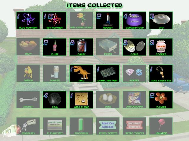 Jimmy Neutron: Boy Genius (Windows) screenshot: Keeping track of what's been collected