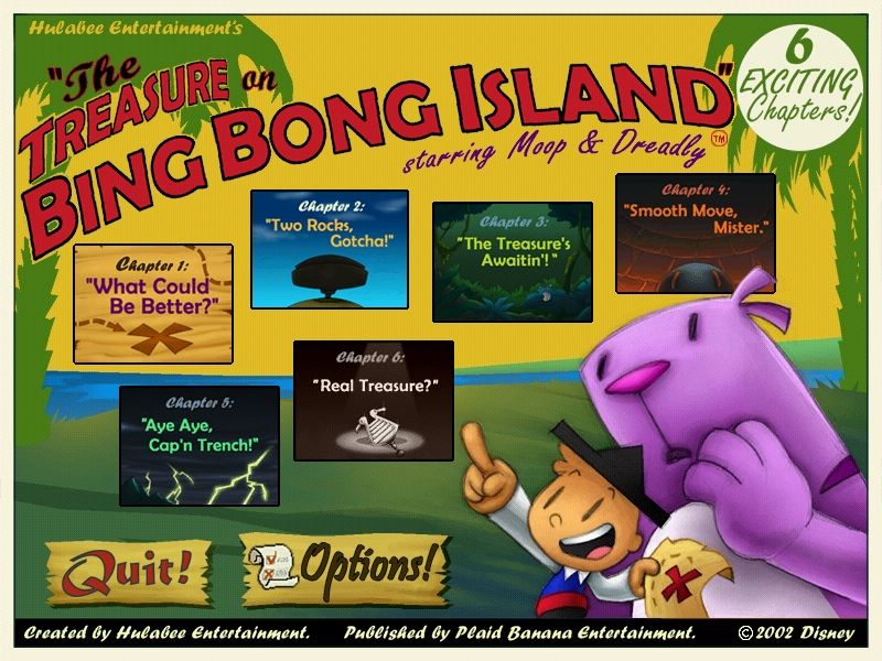 Moop and Dreadly in the Treasure on Bing Bong Island (Windows) screenshot: The title screen