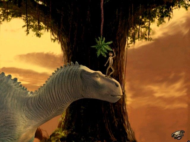 Disney's Dinosaur Activity Center (Windows) screenshot: Aladar carries a friend home to search for a mate.
