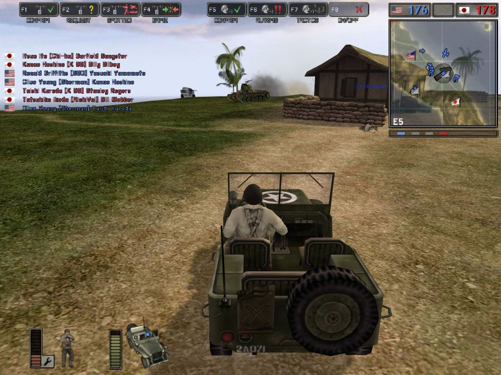 Battlefield 1942 (Windows) screenshot: Third-person view of the Jeep