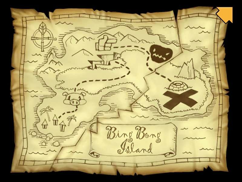 Moop and Dreadly in the Treasure on Bing Bong Island (Windows) screenshot: The treasure map that started Dreadly on this trip