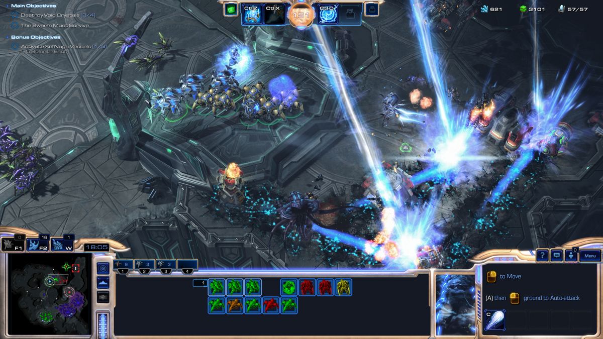StarCraft II: Legacy of the Void (Windows) screenshot: Protoss and Zerg forces working together in order to ensure their survival