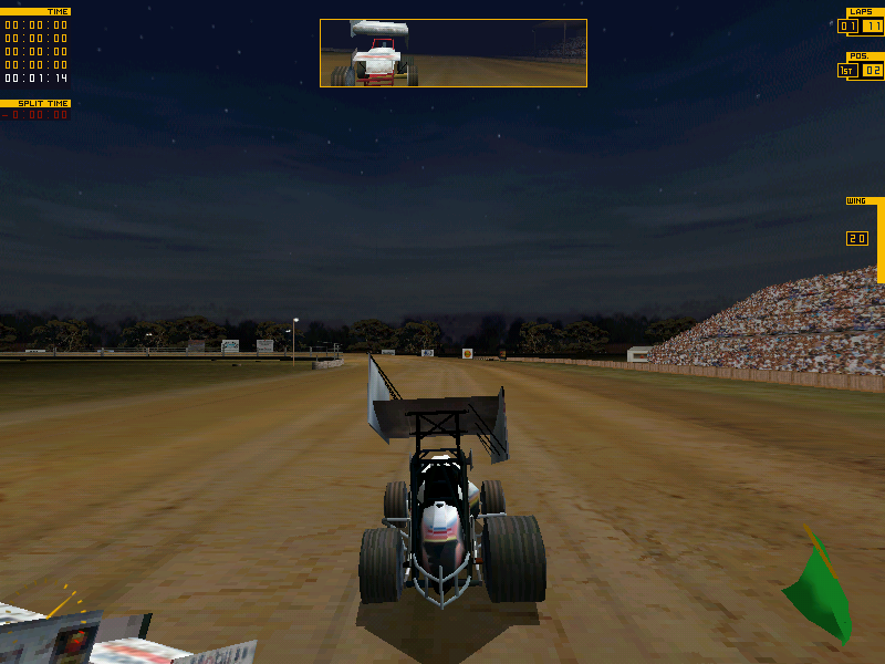 Dirt Track Racing: Sprint Cars (Windows) screenshot: A night race