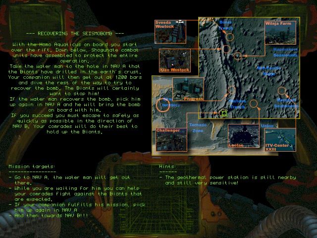 Archimedean Dynasty (DOS) screenshot: Mission screen