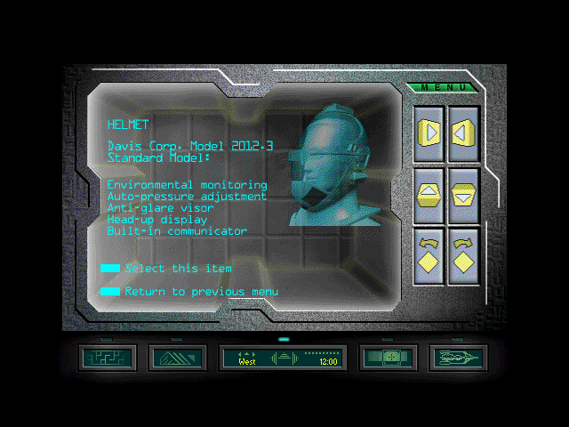Ray Bradbury's The Martian Chronicles Adventure Game (Windows 3.x) screenshot: Equipment screen