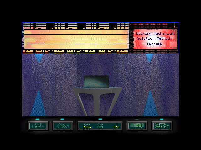Ray Bradbury's The Martian Chronicles Adventure Game (Windows 3.x) screenshot: The helmet describes objects and plays messages