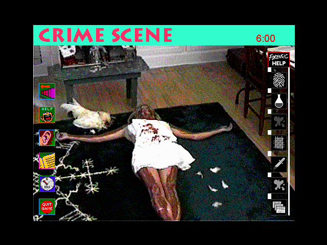 The Magic Death: Virtual Murder 2 (Windows 3.x) screenshot: Crime scene