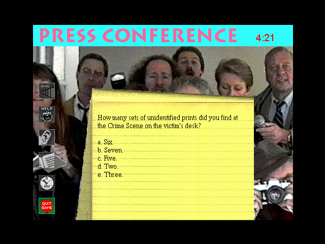 The Magic Death: Virtual Murder 2 (Windows 3.x) screenshot: Press conference