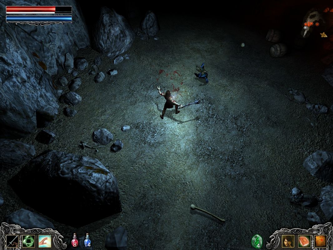 Legend: Hand of God (Windows) screenshot: Hit the Goblin with a heavy swing.