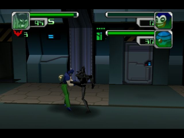 Batman Beyond: Return of the Joker (Nintendo 64) screenshot: Kicking an enemy.