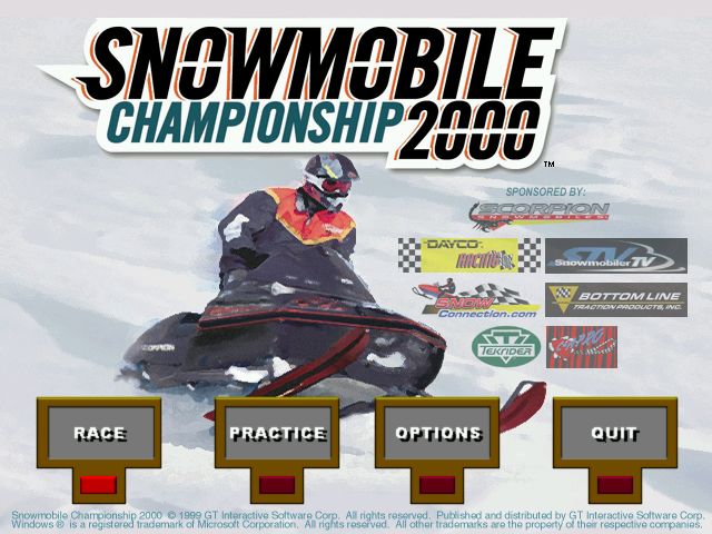 Snowmobile Championship 2000 (Windows) screenshot: Title screen