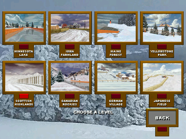 Snowmobile Championship 2000 (Windows) screenshot: Pick a track.