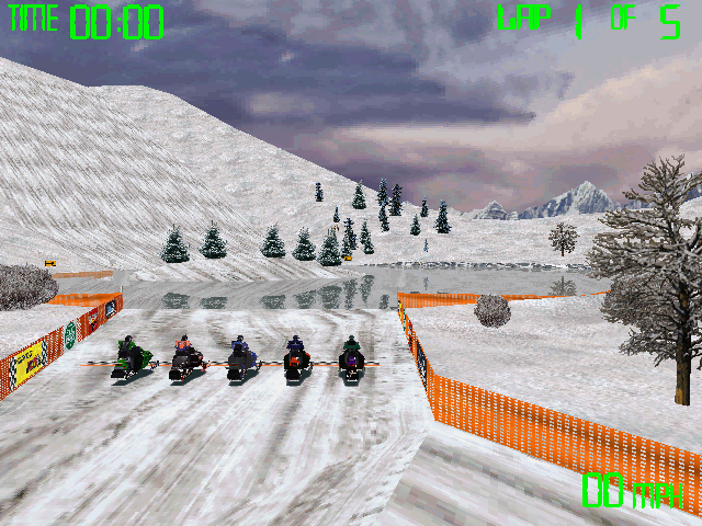 Snowmobile Championship 2000 (Windows) screenshot: Pick a fight!
