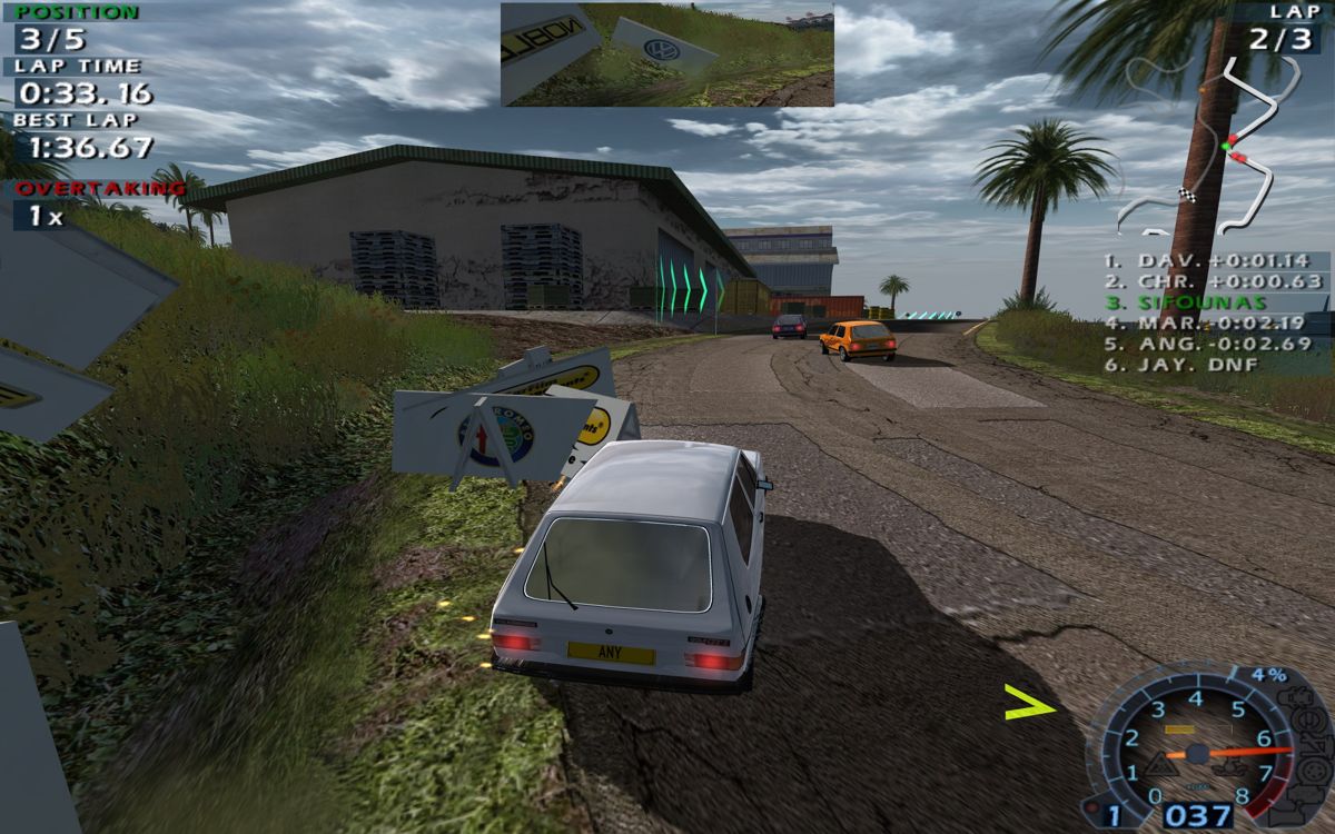 World Racing 2 (Windows) screenshot: Some of the surroundings can be destroyed