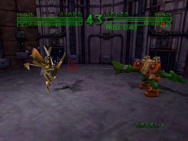 Bio Freaks (Nintendo 64) screenshot: Ssapo using Jaws to Delta.