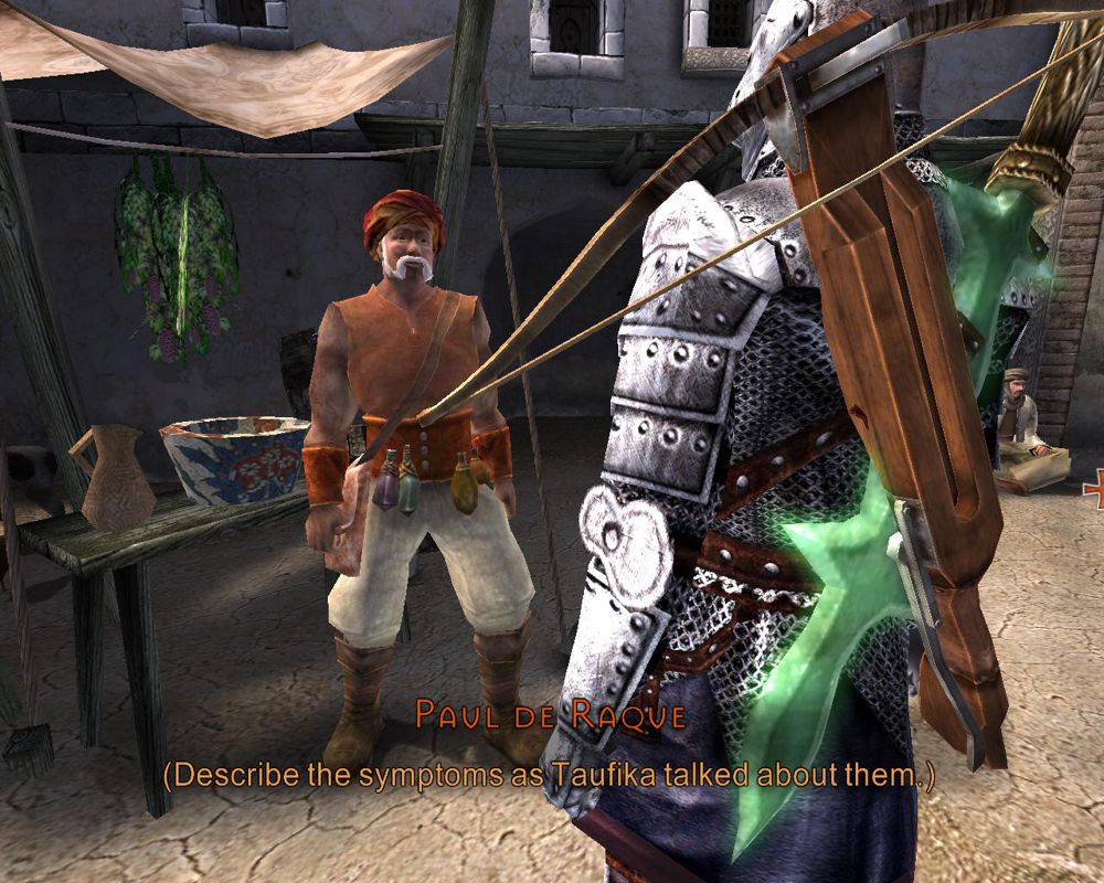 Knights of the Temple II (Windows) screenshot: This merchant has a vital quest item.