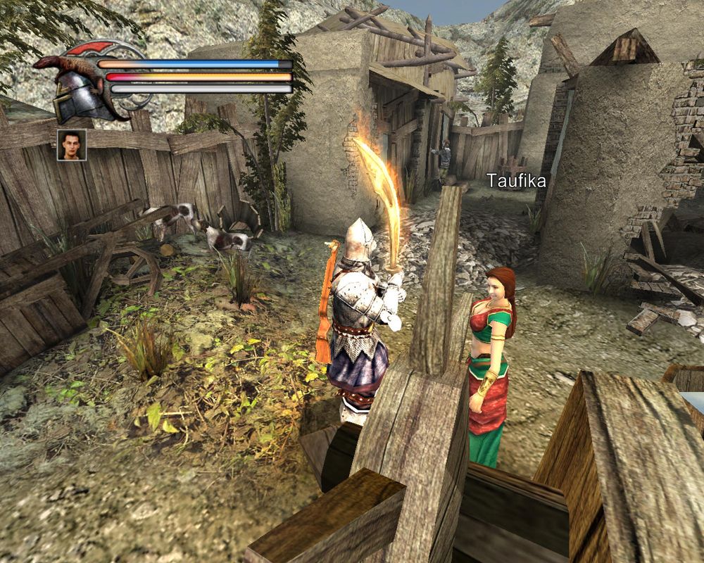 Knights of the Temple II (Windows) screenshot: It's more fun to do quests for a pretty girl!