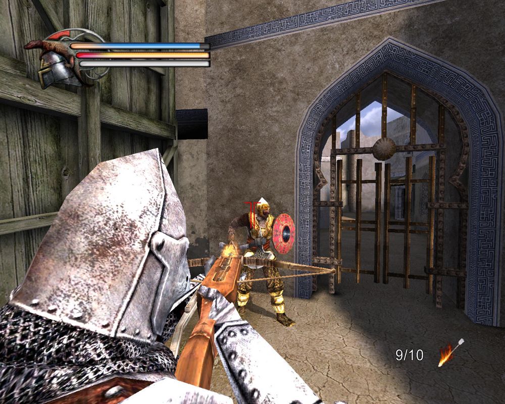 Knights of the Temple II (Windows) screenshot: Have a flaming arrow! It's on me!