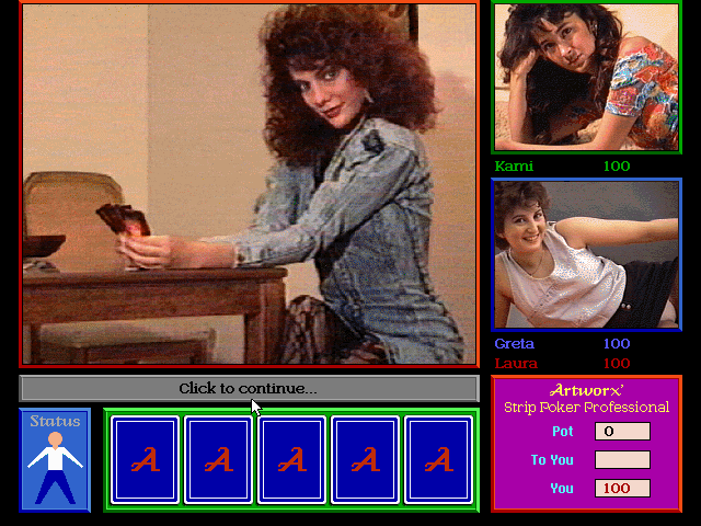 Strip Poker Professional (DOS) screenshot: Let the game start!