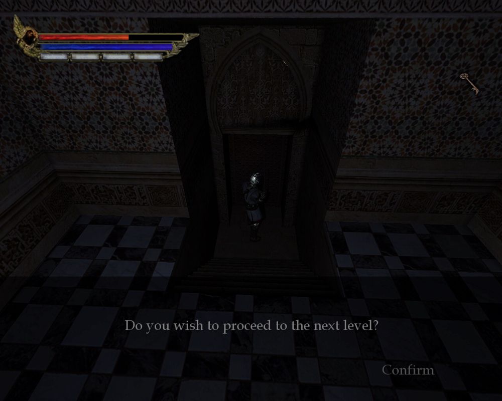 Knights of the Temple: Infernal Crusade (Windows) screenshot: Before each new level you'll get a prompt like this one.