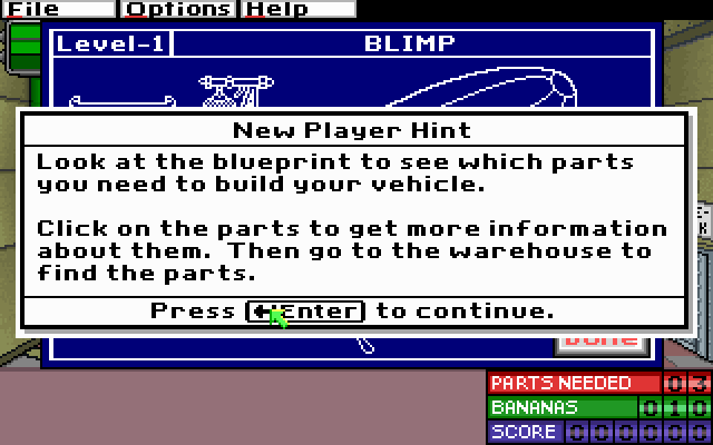 Super Solvers: Gizmos & Gadgets! (DOS) screenshot: Instructions