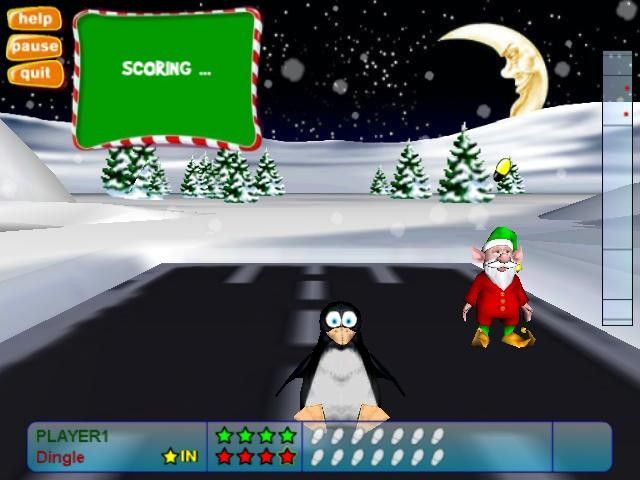 Elf Bowling: Bocce Style (Windows) screenshot: Scoring. Dingle scored with this elf.