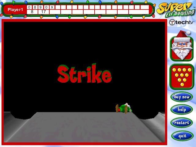 Super Elf Bowling (Windows) screenshot: I bowled a strike!