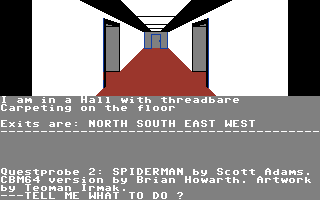 Spider-Man (Commodore 64) screenshot: Begin the game in this hallway