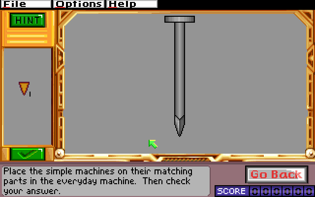 Super Solvers: Gizmos & Gadgets! (DOS) screenshot: Simple machine exercise