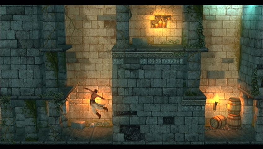 Prince of Persia Classic (Xbox 360) screenshot: Leaping across to a ledge.