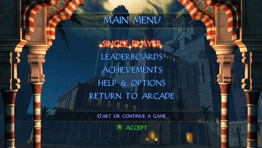 Prince of Persia Classic (Xbox 360) screenshot: Main menu