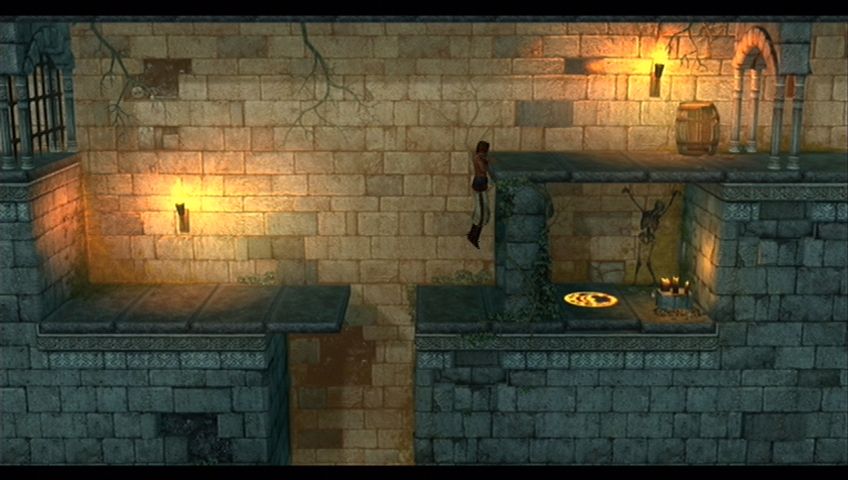 Prince of Persia Classic (Xbox 360) screenshot: Clambering up a ledge.