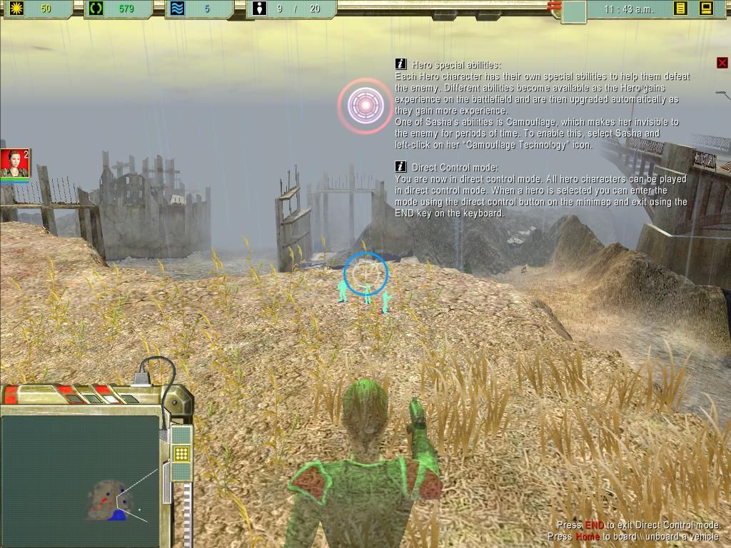 Maelstrom (Windows) screenshot: You can control your 'hero' units in the FPS mode.