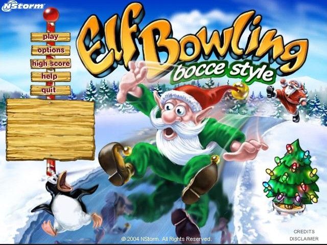 Elf Bowling: Bocce Style (Windows) screenshot: Title screen and main menu
