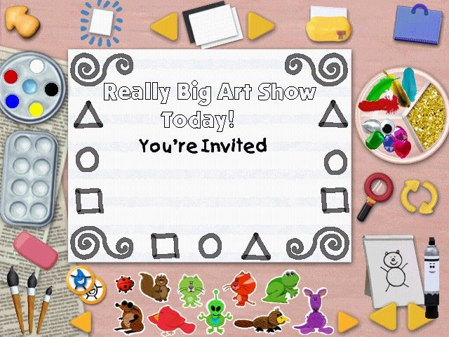 Blue's Clues: Blue's Art Time Activities (Windows) screenshot: There are lots of different ways to decorate this invitation