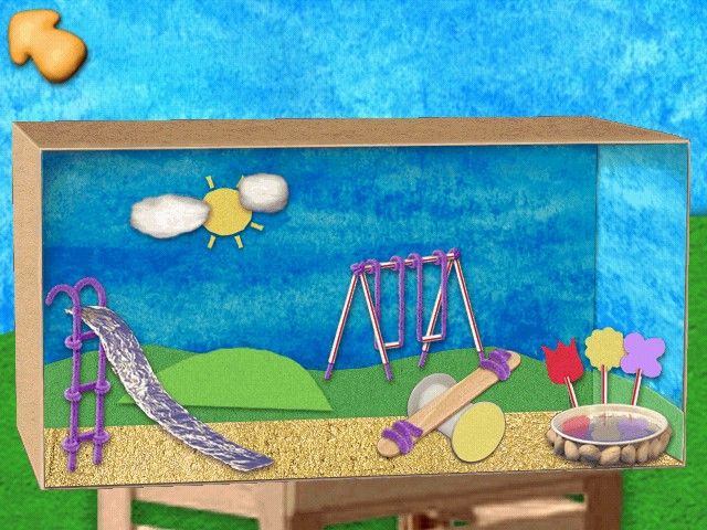 Blue's Clues: Blue's Art Time Activities (Windows) screenshot: The finished diorama!
