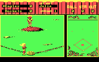Street Sports Baseball (DOS) screenshot: Begin a game on field one